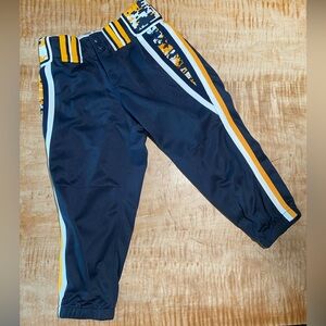 Boombah size 28 girls women’s softball pants - navy w gold / white digital camo